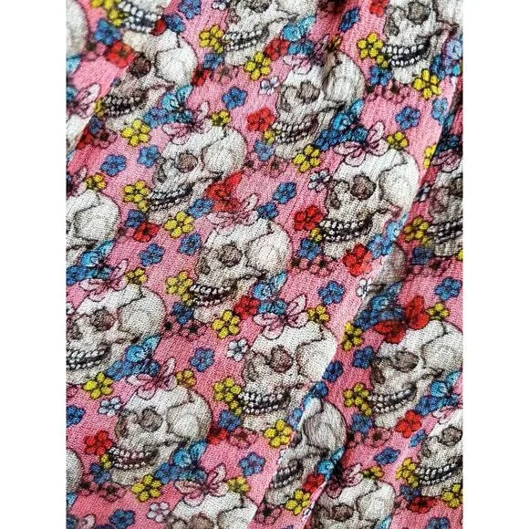 Zadig & Voltaire Javal Mousseline TDM Skirt Rose 36/SM Sugar Skulls Print NWT - Picture 8 of 15